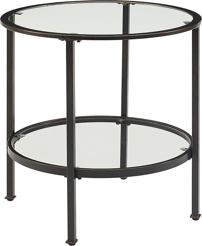 Crosley Furniture Aimee Small Side End Table with Storage Shelf for Living Room, Oil-Rubbed Bronze
