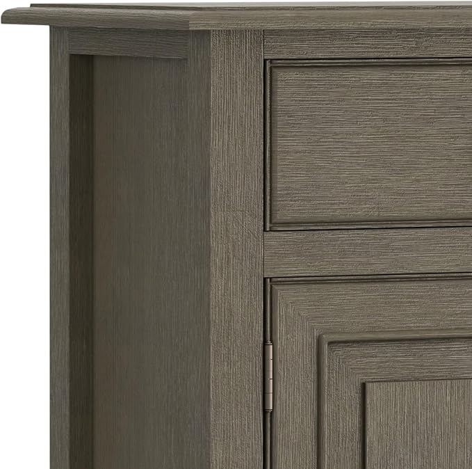 SIMPLIHOME Connaught 40-inch Wide Solid Wood Storage Cabinet in Farmhouse Grey for Entryway, Living Room, Organizer for Hats, Gloves, Shoes, Keys, Slim Design, Traditional Style