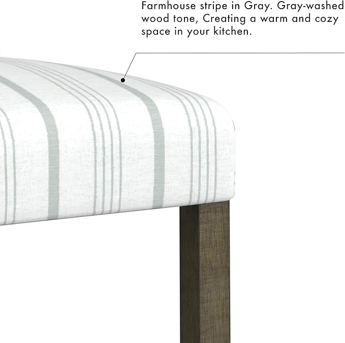 HomePop Curved Back 24" Barstool - Dove Gray Stripe