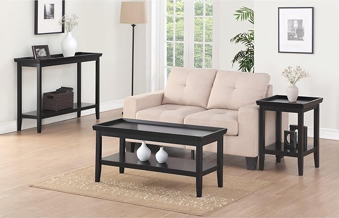 Convenience Concepts Ledgewood Coffee Table 42" - Modern Center Room Accent with Storage Shelf for Transitional, Traditional Living & Family Room, Black