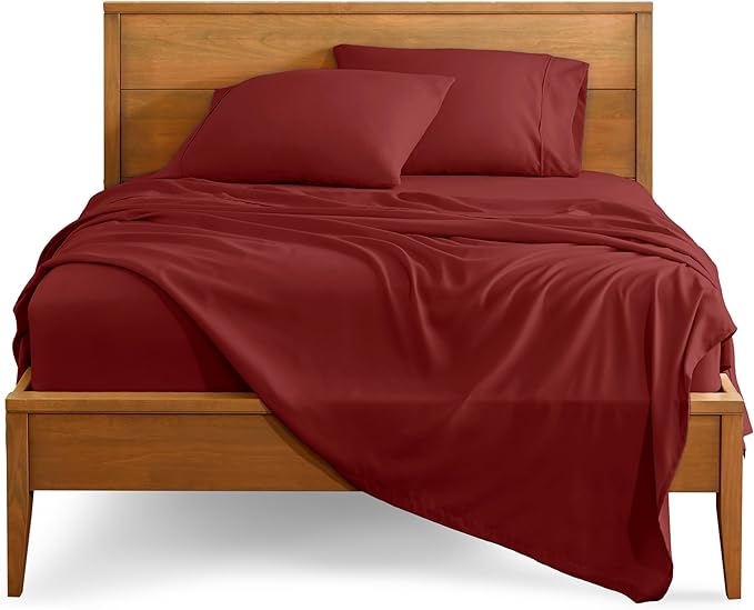 Bare Home Full Extra Long Sheet Set - 1800 Ultra-Soft Microfiber Full XL Bed Sheets - Double Brushed - Deep Pockets - Easy Fit - 4 Piece Set - Bed Sheets (Full XL, Rosewood)
