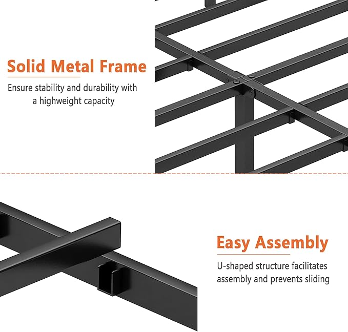 California King Bed Frame-Classic Metal Platform Bed Frame,Mattress Foundation with Steel Slat Support,Under Foundation Storage,No Box Spring Needed, Easy Assembly,California King Size