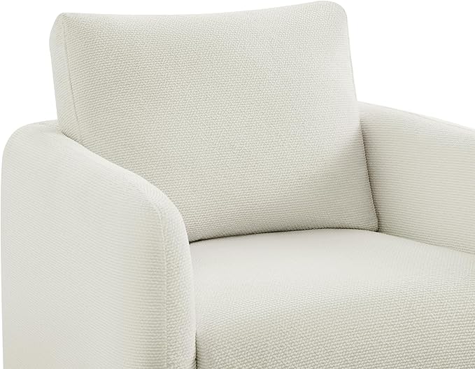 Modern Swivel Accent Chair, 360° Rotating Round Barrel Armchair with Performance Fabric Upholstery for Living Room, Bedroom, Office, Reading Nook, Set of 2,Cream