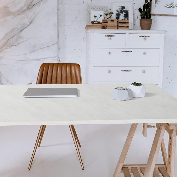 Kaboon Universal Tabletop 59.1"x23.62", Solid One-Piece Melamine Table Top, Double Desk L-Desk DIY, Home and Office Countertop, Sea Salt/White