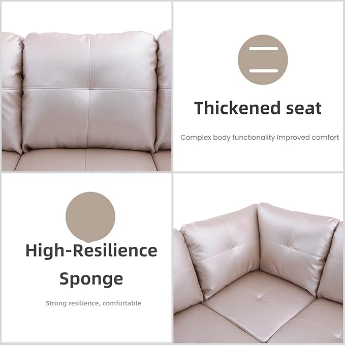 L Shaped Sectional Couches, Leather Couch Modular Sectional Sofa with Ottoman Storage, Modern L Shaped Couch with Chaise for Living Room Bedroom Apartment Furniture, Gray
