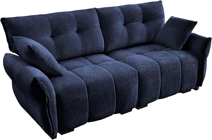 Modern Chenille Fabric 2-Seat Loveseat Sofa, Premium Upholstery Living Room Couch with Tufted Backrest & Comfortable Armrests and High-Resilience Memory Foam Cushions,Blue