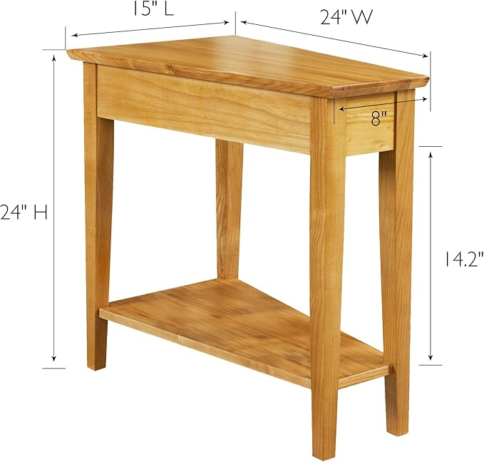 Leick Home 10074-DS Recliner Wedge Side Table with Shelf, Desert Sand