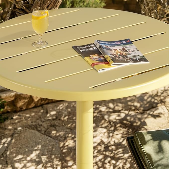 42" Tall Modern Industrial Bar Table-23.6" Dia Round Metal Top Standing Pub Cocktail Bistro Table-Indoor Outdoor Patio-Commercial Grade, Heavy Duty (Lemon-Yellow)