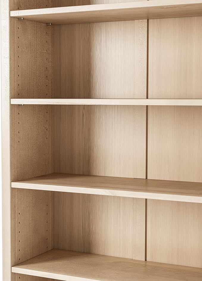 Camaflexi Shaker Style 6 Shelf Bookcase/Solid Wood / 72 inch Tall/Adjustable Shelving/Closed Back/Display Bookshelf for Living Room, Bedroom, Home and Office, Light Oak