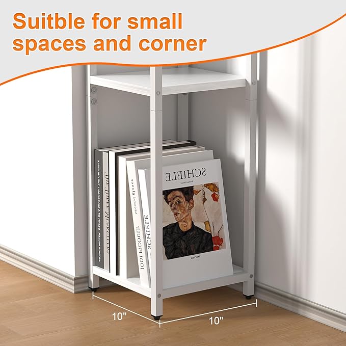 10" Wide Square Drink Table with Adjustable Feet - 3-Tier Small Side Table for Apartments, Balcony & Office | Space-Saving, Lightweight & Multi-Functional (Plants, Books, Drinks, White)