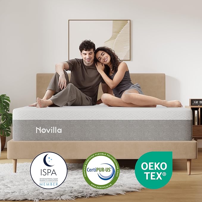 Novilla King Size Mattress, 12 Inch Gel Memory Foam King Mattress for Cool Night & Pressure Relief, Medium Plush Feel with Motion Isolating, Bliss