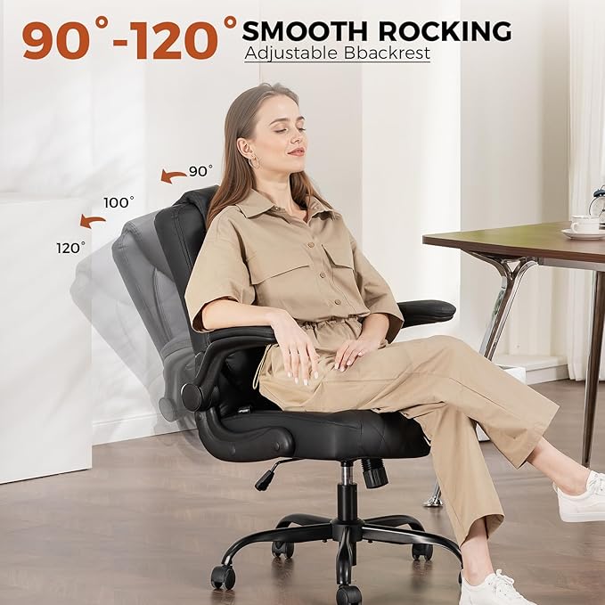 COMHOMA Leather Office Chair Ergonomic Computer Gaming Chair with Comfy Back Support, Executive Mid-Back,Small Gmaing Chair with Adjustable Armrests, for Short People Use, Rolling Swivel for Adults