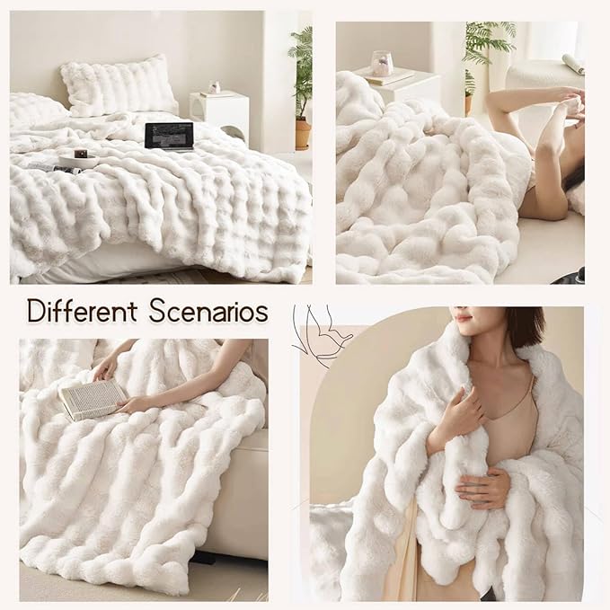 VM VOUGEMARKET Soft Warm Faux Fur Sofa Cover Thick Shaggy Fuzzy Sectional Couch Cover Plush Fluffy Blanket Cover for Couch Sofa Bed(White,71" x 134")