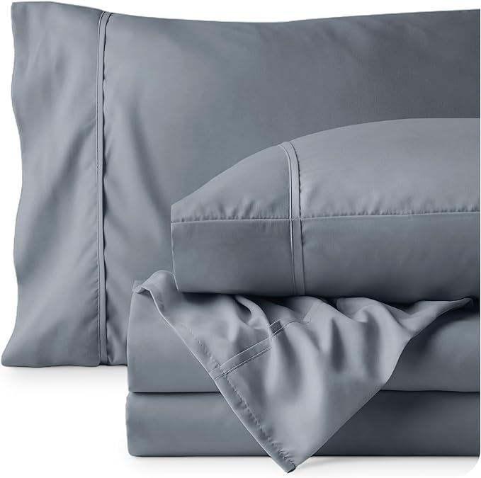 Bare Home Twin XL Sheet Set - 1800 Ultra-Soft Microfiber - Double Brushed - Deep Pockets - Easy Fit - 3 Piece Set - Bed Sheets (Twin XL, Steel Blue)