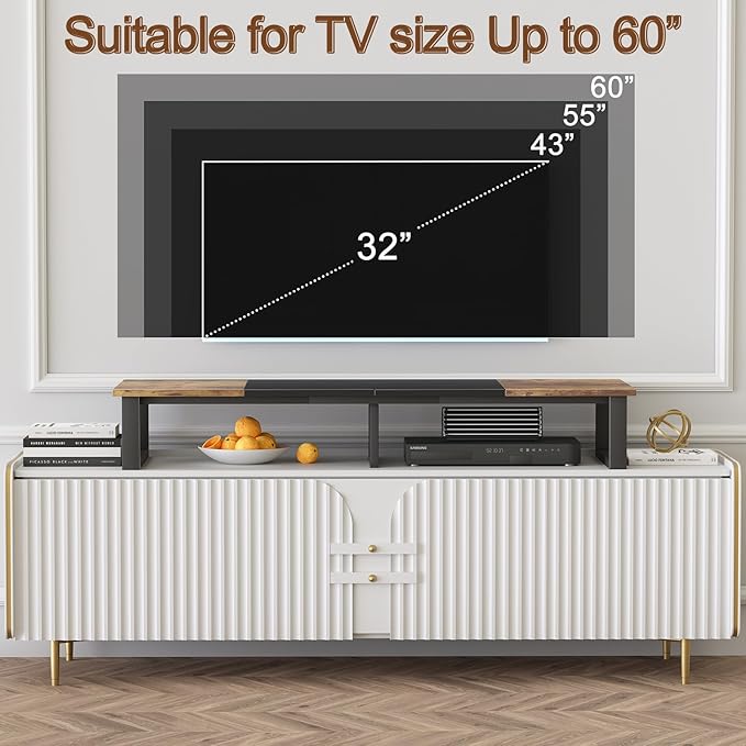 aboxoo 47" TV Riser for 32-60 inch TV, TV Riser Stand Shelf, Tabletop TV Stand Riser, Computer Monitor Table for Home Living Room, Study Office (Brown)