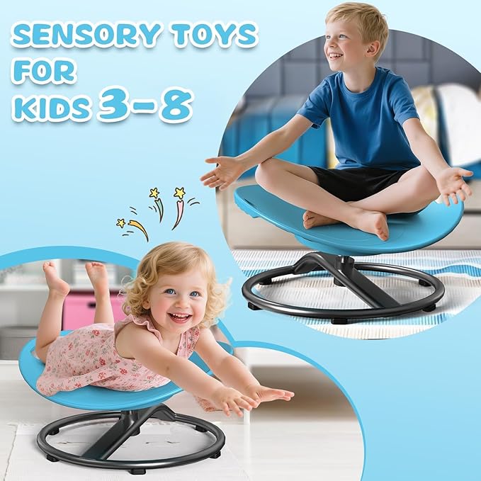 Spinning Chair for Autistic Kids - Sensory Spinning Chair for Autistic Children with Safety Handle & Non-Slip Design, Swivel Chairs for 3-12 Years Kids Autism(Blue)