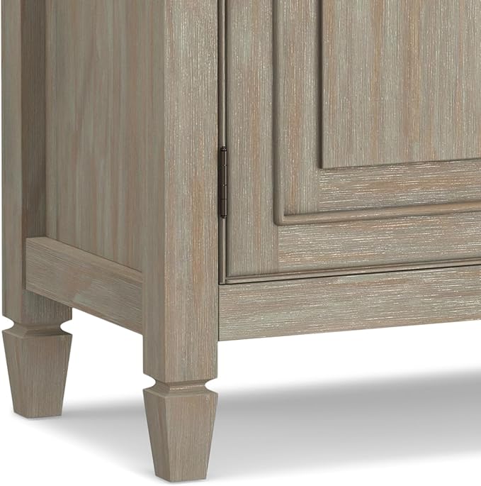 SIMPLIHOME Connaught 40-inch Wide Solid Wood Storage Cabinet in Distressed Grey for Entryway, Living Room, Organizer for Hats, Gloves, Shoes, Keys, Slim Design, Traditional Style