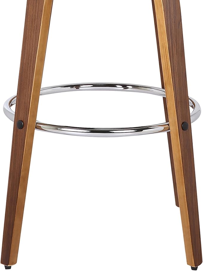 Armen Living Shelly 30" Bar Height Swivel Brown Faux Leather and Walnut Wood Bar Stool - Set of 2