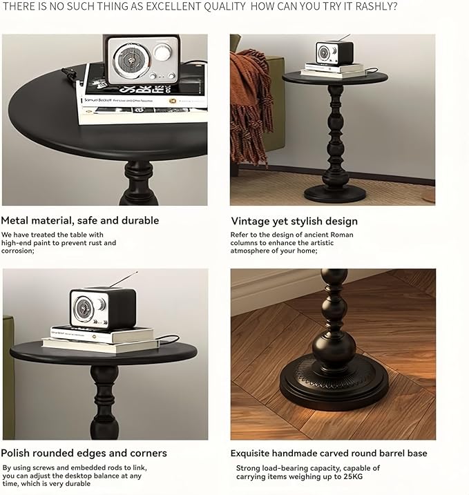 Round Side Table，Accent Table，Small end Table，Living Room Tables，Drink Table，Outdoor Side Table，Bistro Table，Metal Circle Antique Pedestal Round Table