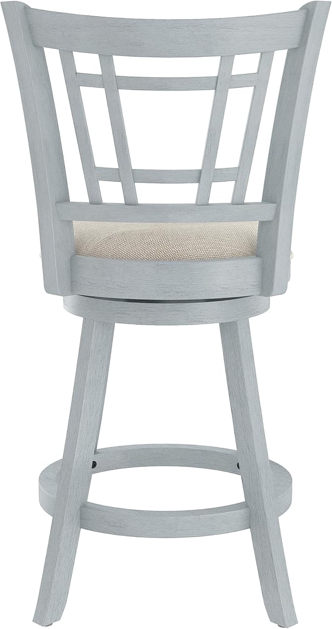 Hillsdale Fairfox 24.5" Wood Swivel Counter Height Stool, Blue Wire Brush