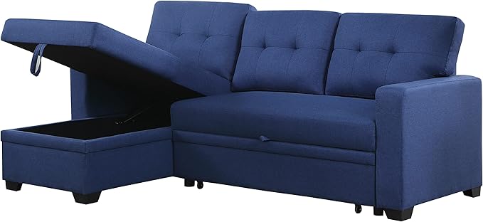 Devion Furniture Garisa 4-in-1 Convertible L Shaped Couch with Pull Out Bed and Storage, Sectional Sleeper Sofa with Reversible Chaise for Living Room, Apartment, Bedroom, Office
