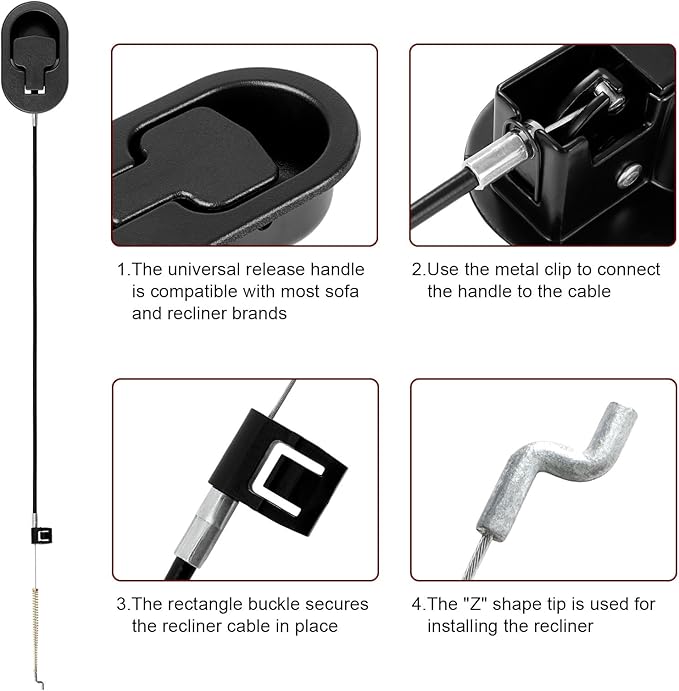 Nonley Recliner Pull Handle - Universal Replacement Parts for Most Major Recliner Couch Sofa Chair Furniture