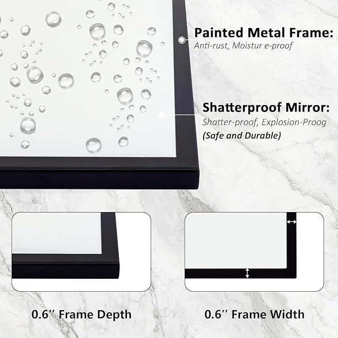 32"x30" Vanity Mirror for Wall, with Black Arched Decorative Metal Frame, Scalloped Entryway Mirror for Bedroom, Bathroom, Living Room