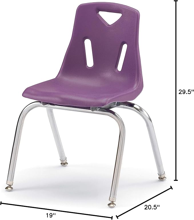 Berries Jonti-Craft 8146JC6004 Stacking Chairs with Chrome-Plated Legs, 16" Height, Purple, Pack of 6