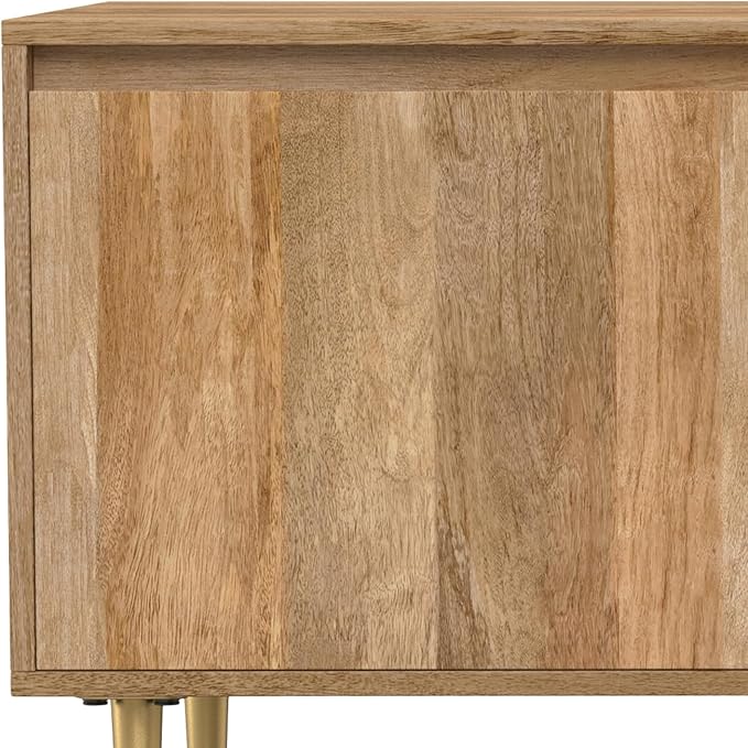 SIMPLIHOME Fallon SOLID MANGO WOOD 60 inch Wide Contemporary TV Media Stand in Natural For TVs up to 65 inches for the Living Room and Entertainment Center