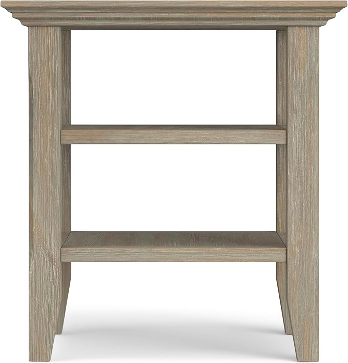 SIMPLIHOME Acadian SOLID WOOD 19 Inch Wide Square Transitional End Table in Distressed Grey, For the Living Room and Bedroom