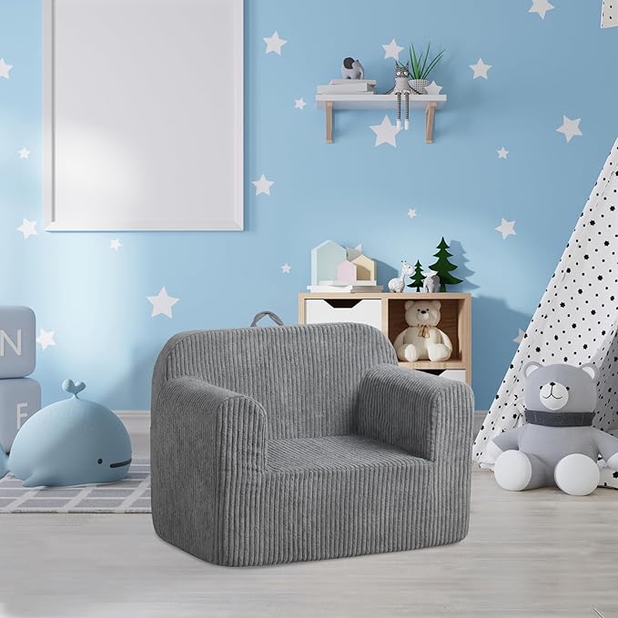 Getifun Foam Kids Sofa Chair, Comfy Toddler Couch,Soft Toddler Armchair for Boys and Girls (Gray)