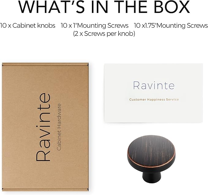 Ravinte 10 Pack Drawer Pulls 1-1/4 Inch Kitchen Cabinet Knobs Solid Round Dresser Drawer Knobs Oil-Rubbed Bronze Dresser Knobs Drawer Knobs Simple Cabinet Hardware for Cupboard Drawer Pulls