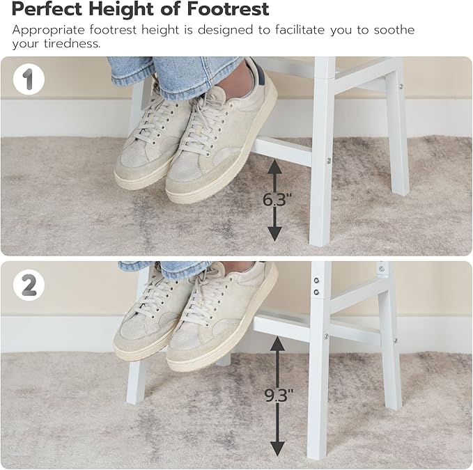 HOOBRO Bar Stools, Set of 2 Bar Chairs, PU Leather Upholstered Breakfast Stools, Easy Assembly, Suitable for Kitchen, Bar, Dining Room, White and Gray WG01MD01