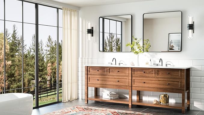 TETOTE Black Bathroom Mirror 30 x 30 Matte Black Metal Framed Vanity Mirror, Tempered Glass, Wall Mounted for Bathroom, Entryway, Bedroom, Living Room(Horizontal/Vertical)