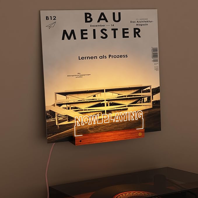 Now Playing Vinyl Record Stand Wall Mount, Light up Record Holder, Wooden Acrylic Display with 16 Color Lights for Albums, Room Decor, Gift for Vinyl Lovers