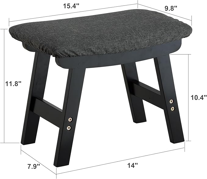 Foot Stool Ottoman Foot Rest Under Desk,Small Stool for Living Room, Bedroom and Kitchen (Black Legs - Gray Stool Surface)