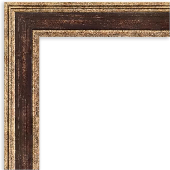 Amanti Art Bronze Bathroom Mirror for Over Sink, 30x24 Ridge Light Bronze Rectangle Vanity Mirror, Medium Traditional Frame, Hangs Horizonally and Vertically, Bathroom Wall Decor, Beveled Edge