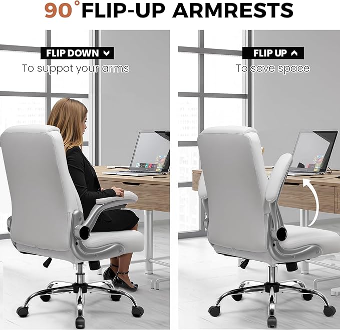 COMHOMA Leather Office Chair Ergonomic Computer Gaming Chair with Comfy Back Support, Executive Mid-Back,Small Gmaing Chair with Adjustable Armrests, for Short People Use, Rolling Swivel for Adults