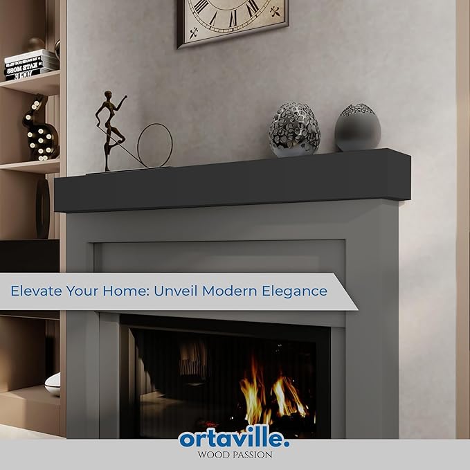 72" Floating Mantel Shelf - Modern White Fireplace Mantel with Matte Lacquer Finish for Living Room Elegance (72", Slate Grey)