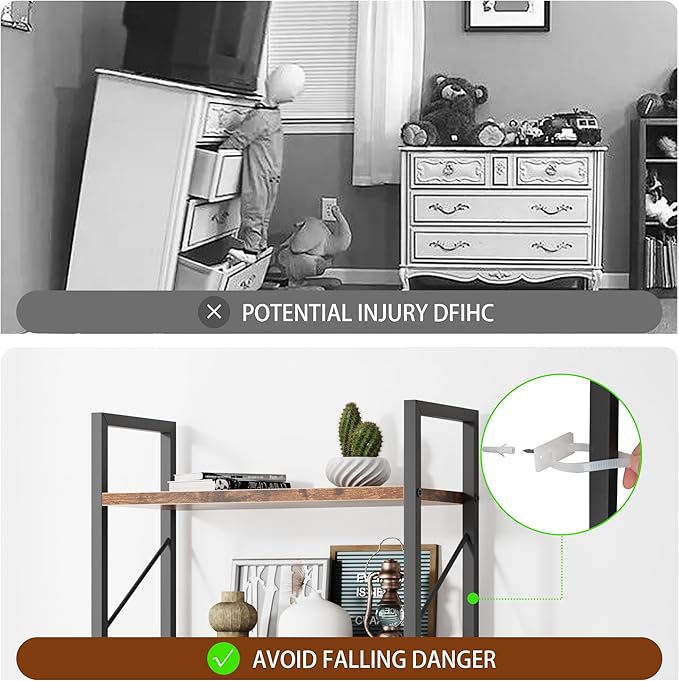 Bookshelf, 5 Tier Bookshelves, Home Office Bookcase Shelf Storage Organizer, Free Standing Storage Shelving Unit for Bedroom, Living Room and Home Office,Rustic Brown