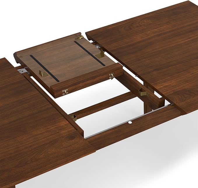 SIMPLIHOME Colby Extendable Dining Table, Solid Wood Walnut Veneer in Walnut, 60-76 x 36 inches, Contemporary-Style Rectangular Expandable Kitchen Table with Butterfly Leaf for 6+ People