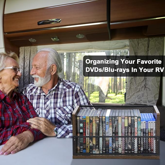DVD Storage Rack - DVD Storage Case Holds 28 Full Case DVDs, 32 Blu-Ray Disc, Desktop or Closet DVD Stand, CD Display for Blu-Ray | Video Gam e Cases | Papers | Cards
