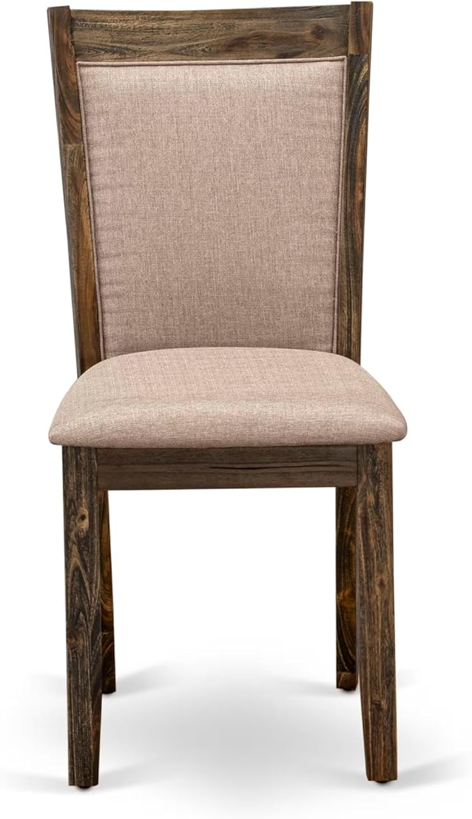 East West Furniture V777MZ716-6 6 Piece Dining Table Set Contains a Rectangle Dining Room Table with V-Legs and 4 Dark Khaki Linen Fabric Parson Chairs with a Bench, 40x72 Inch, Multi-Color