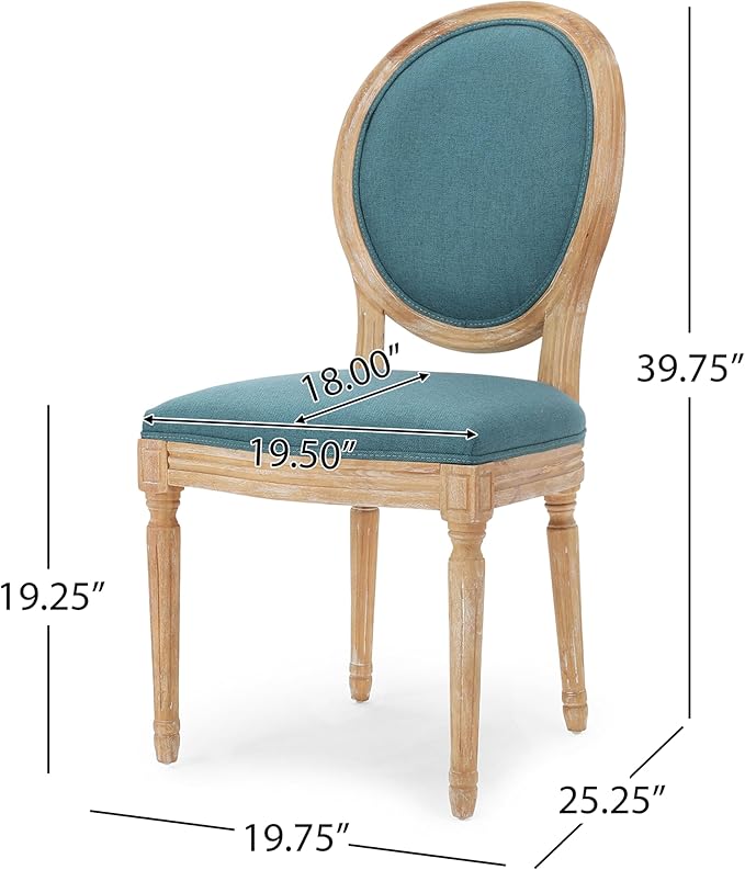 Christopher Knight Home Phinnaeus Fabric Dining Chairs, 2-Pcs Set, Dark Teal