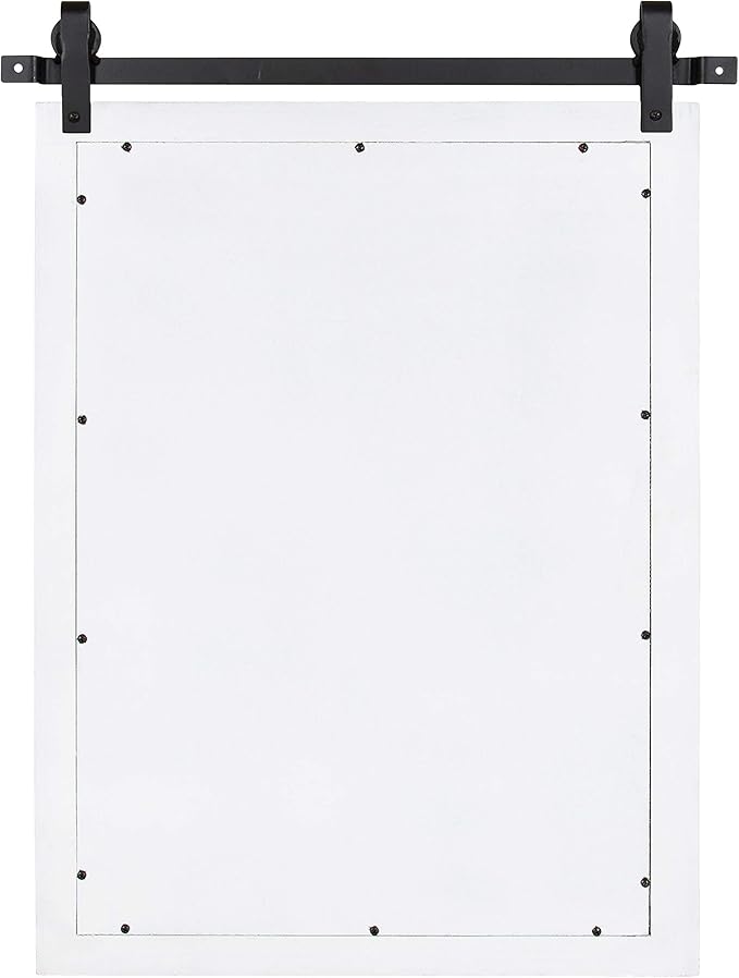 Kate and Laurel Cates Farmhouse Wood Framed Wall Mirror, 18 x 26, White, Barn Door-Inspired Rustic Mirrors for Wall