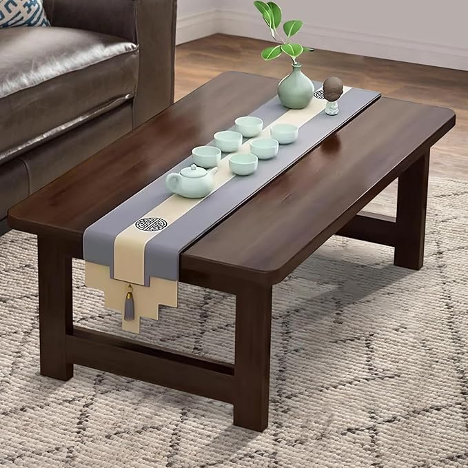 Japanese Floor Sitting Table, Folding Wood Tea Table Chabudai Japanese Coffee Table Low Table for Living Room Home Tatami Office (A 47.2 * 19.6 * 13.7 INCH)