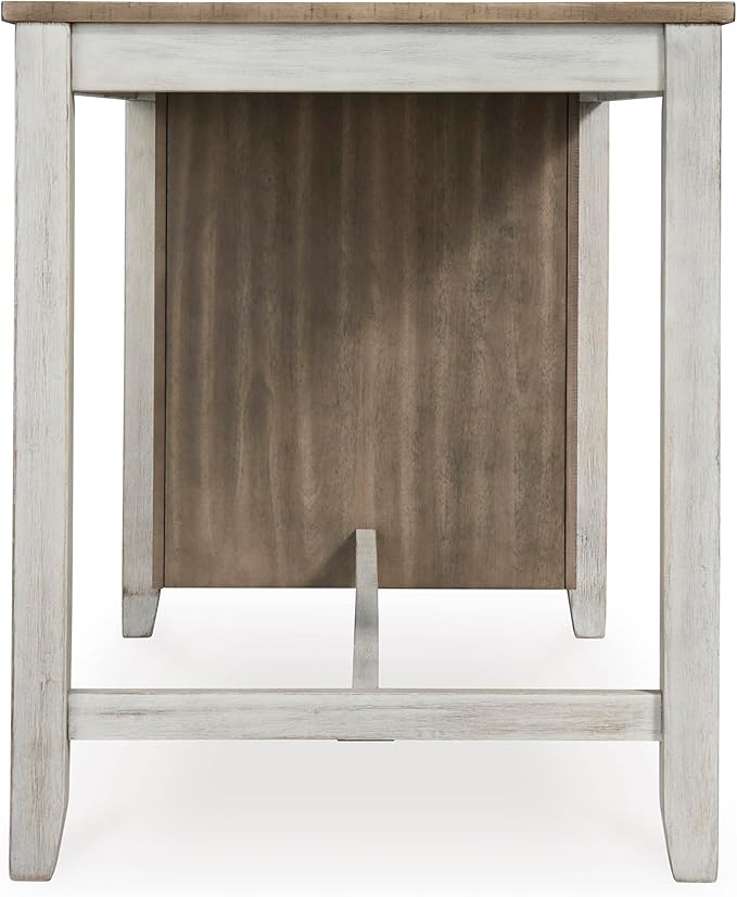 Signature Design by Ashley Skempton Farmhouse 36" Counter Height Dining Table with Storage & Wine Rack, Whitewash
