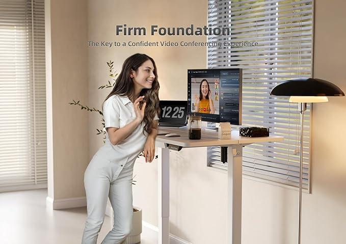 YDN Standing Desk with Drawers, 48 x 24 Inch Electric Adjustable Height Stand Up Desk, Sit Stand for Home Office, White