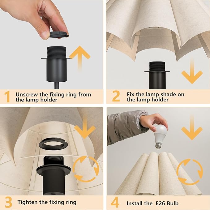 KUNJOULAM Small Table Lamp, Bedside Nightstand Lamp with Umbrella Form Fabric Lampshade Black Base, Morden Mini Desk Lamp for Bedroom Home Office Decor