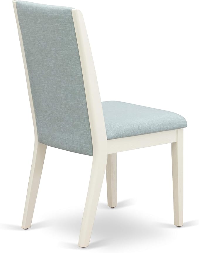 East West Furniture X027LA015-6 6 Piece Dining Table Set Contains a Rectangle Dining Room Table and 4 Baby Blue Linen Fabric Parson Chairs with a Bench, 40x72 Inch, Multi-Color